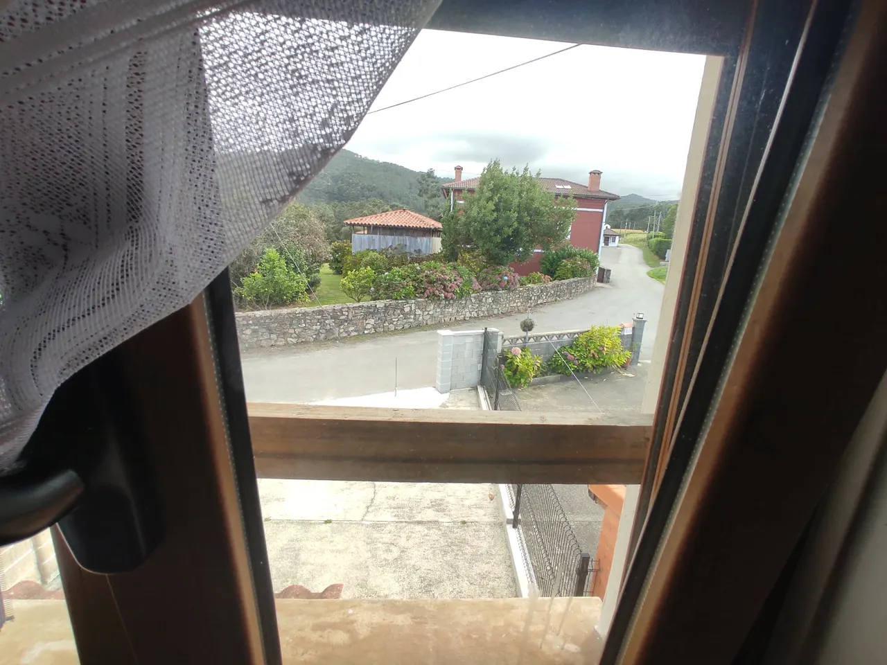 View of the hórreo and the village from the window